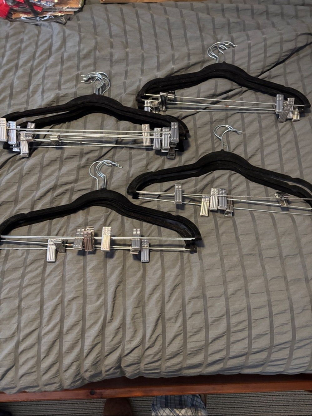 Set of 18 Black Velvet & Metal Clip Hangers